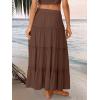 imageTrendy Queen Long Skirts for Women Boho Maxi Skirt Summer Swing Tiered ALine Elastic High Waist Dress with Pockets FashionBrown