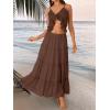 imageTrendy Queen Long Skirts for Women Boho Maxi Skirt Summer Swing Tiered ALine Elastic High Waist Dress with Pockets FashionBrown