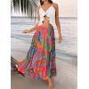 imageTrendy Queen Long Skirts for Women Boho Maxi Skirt Summer Swing Tiered ALine Elastic High Waist Dress with Pockets FashionMulticolor