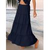 imageTrendy Queen Long Skirts for Women Boho Maxi Skirt Summer Swing Tiered ALine Elastic High Waist Dress with Pockets FashionNavy