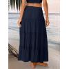 imageTrendy Queen Long Skirts for Women Boho Maxi Skirt Summer Swing Tiered ALine Elastic High Waist Dress with Pockets FashionNavy