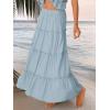 imageTrendy Queen Long Skirts for Women Boho Maxi Skirt Summer Swing Tiered ALine Elastic High Waist Dress with Pockets FashionSkyblue