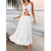 imageTrendy Queen Long Skirts for Women Boho Maxi Skirt Summer Swing Tiered ALine Elastic High Waist Dress with Pockets FashionWhite
