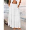 imageTrendy Queen Long Skirts for Women Boho Maxi Skirt Summer Swing Tiered ALine Elastic High Waist Dress with Pockets FashionWhite