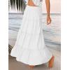 imageTrendy Queen Long Skirts for Women Boho Maxi Skirt Summer Swing Tiered ALine Elastic High Waist Dress with Pockets FashionWhite