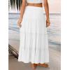 imageTrendy Queen Long Skirts for Women Boho Maxi Skirt Summer Swing Tiered ALine Elastic High Waist Dress with Pockets FashionWhite
