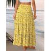 imageTrendy Queen Long Skirts for Women Boho Maxi Skirt Summer Swing Tiered ALine Elastic High Waist Dress with Pockets FashionYellow Flower