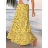imageTrendy Queen Long Skirts for Women Boho Maxi Skirt Summer Swing Tiered ALine Elastic High Waist Dress with Pockets FashionYellow Flower