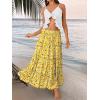 imageTrendy Queen Long Skirts for Women Boho Maxi Skirt Summer Swing Tiered ALine Elastic High Waist Dress with Pockets FashionYellow Flower