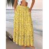 imageTrendy Queen Long Skirts for Women Boho Maxi Skirt Summer Swing Tiered ALine Elastic High Waist Dress with Pockets FashionYellow Flower