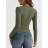 imageTrendy Queen Long Sleeve Shirts for Women 2025 Fall Fashion V Neck Basics Crop Tops Slim Fitted Y2K Tops Outfits ClothesArmy Green