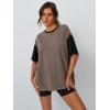 imageTrendy Queen Oversized TShirts for Women Summer Workout Loost Fit Short Sleeve Tops Casual Y2K 2025 Fashion Basic TeesCoffeegrey