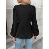 imageTrendy Queen Tir Front Tops Women Fall Fashion Top Babydoll Peplum Blouse Puff Long Sleeve Shirts Bow Tie Shirts TrendyBlack