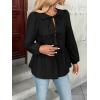 imageTrendy Queen Tir Front Tops Women Fall Fashion Top Babydoll Peplum Blouse Puff Long Sleeve Shirts Bow Tie Shirts TrendyBlack