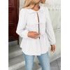 imageTrendy Queen Tir Front Tops Women Fall Fashion Top Babydoll Peplum Blouse Puff Long Sleeve Shirts Bow Tie Shirts TrendyWhite