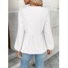 imageTrendy Queen Tir Front Tops Women Fall Fashion Top Babydoll Peplum Blouse Puff Long Sleeve Shirts Bow Tie Shirts TrendyWhite
