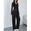 imageTrendy Queen Women 2 Piece Matching Lounge Sets Clothing Comfiest Wide Leg Pants 2025 Y2K Sweatsuits Fall Airport OutfitBlack
