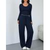 imageTrendy Queen Women 2 Piece Matching Lounge Sets Clothing Comfiest Wide Leg Pants 2025 Y2K Sweatsuits Fall Airport OutfitNavy