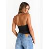 imageTrendy Queen Women Halter Tops Going Out Deep V Neck Summer 2025 Sleeveless Blackless Sexy Cute Crop Fashion ClothesBlack