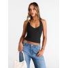 imageTrendy Queen Women Halter Tops Going Out Deep V Neck Summer 2025 Sleeveless Blackless Sexy Cute Crop Fashion ClothesBlack