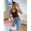imageTrendy Queen Women Halter Tops Going Out Deep V Neck Summer 2025 Sleeveless Blackless Sexy Cute Crop Fashion ClothesBlack