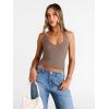 imageTrendy Queen Women Halter Tops Going Out Deep V Neck Summer 2025 Sleeveless Blackless Sexy Cute Crop Fashion ClothesCoffee