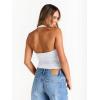 imageTrendy Queen Women Halter Tops Going Out Deep V Neck Summer 2025 Sleeveless Blackless Sexy Cute Crop Fashion ClothesWhite