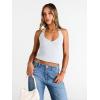 imageTrendy Queen Women Halter Tops Going Out Deep V Neck Summer 2025 Sleeveless Blackless Sexy Cute Crop Fashion ClothesWhite