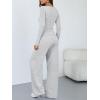 imageTrendy Queen Womens 2 Piece Matching Lounge Sets Long Sleeve Henley Neck Slightly Crop Top Wide Leg Pants Casual Sweat SuitOatmeal Grey