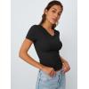 imageTrendy Queen Womens Basic V Neck Short Sleeve T Shirts Slim Fit Crop Y2k Tee 2025 Summer Cute Gym Fashion ClothesBlack