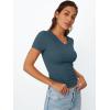 imageTrendy Queen Womens Basic V Neck Short Sleeve T Shirts Slim Fit Crop Y2k Tee 2025 Summer Cute Gym Fashion ClothesHazeblue