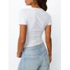 imageTrendy Queen Womens Basic V Neck Short Sleeve T Shirts Slim Fit Crop Y2k Tee 2025 Summer Cute Gym Fashion ClothesWhite