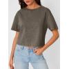 imageTrendy Queen Womens Crop Tops Short Sleeve TShirts Acid Wash Casual Summer Clothes Trendy Comfy 2025 Workout Baggy Soft TeesLightbrown