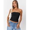 imageTrendy Queen Womens Cute Summer Tube Tops Going Out Strapless Ruched Backless Sleeveless Bandeau Y2k Clothes 2025Black