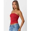 imageTrendy Queen Womens Cute Summer Tube Tops Going Out Strapless Ruched Backless Sleeveless Bandeau Y2k Clothes 2025Red