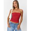 imageTrendy Queen Womens Cute Summer Tube Tops Going Out Strapless Ruched Backless Sleeveless Bandeau Y2k Clothes 2025Red