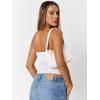 imageTrendy Queen Womens Cute Summer Tube Tops Going Out Strapless Ruched Backless Sleeveless Bandeau Y2k Clothes 2025White