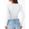 imageTrendy Queen Womens Double Lined V Neck Long Sleeve Shirt 2025 Fall Fitted Crop Top Going Out Basic Tee Fashion ClothingWhite