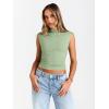 imageTrendy Queen Womens Going Out Basic Tank Tops Mock Neck Spring Clothes Sleeveless Cute Shirts Summer Y2K Sexy Outfits 2025Green