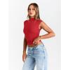 imageTrendy Queen Womens Going Out Basic Tank Tops Mock Neck Spring Clothes Sleeveless Cute Shirts Summer Y2K Sexy Outfits 2025Red
