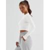 imageTrendy Queen Womens Long Sleeve Crop Tops Basic Ribbed Slim Fitted Shirts Casual Fall Fashion Y2k Teen Girl ClothesWhite