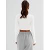 imageTrendy Queen Womens Long Sleeve Crop Tops Basic Ribbed Slim Fitted Shirts Casual Fall Fashion Y2k Teen Girl ClothesWhite