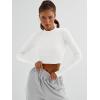 imageTrendy Queen Womens Long Sleeve Crop Tops Basic Ribbed Slim Fitted Shirts Casual Fall Fashion Y2k Teen Girl ClothesWhite