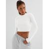 imageTrendy Queen Womens Long Sleeve Crop Tops Basic Ribbed Slim Fitted Shirts Casual Fall Fashion Y2k Teen Girl ClothesWhite
