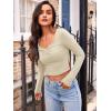 imageTrendy Queen Womens Long Sleeve Going Out Crop Tops Sweetheart Neck Cute Y2k T Shirts Side Slit TeesApricot