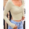 imageTrendy Queen Womens Long Sleeve Going Out Crop Tops Sweetheart Neck Cute Y2k T Shirts Side Slit TeesApricot