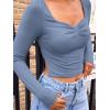 imageTrendy Queen Womens Long Sleeve Going Out Crop Tops Sweetheart Neck Cute Y2k T Shirts Side Slit TeesBlue