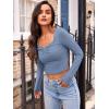 imageTrendy Queen Womens Long Sleeve Going Out Crop Tops Sweetheart Neck Cute Y2k T Shirts Side Slit TeesBlue