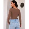 imageTrendy Queen Womens Long Sleeve Going Out Crop Tops Sweetheart Neck Cute Y2k T Shirts Side Slit TeesBrown