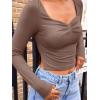 imageTrendy Queen Womens Long Sleeve Going Out Crop Tops Sweetheart Neck Cute Y2k T Shirts Side Slit TeesCoffe